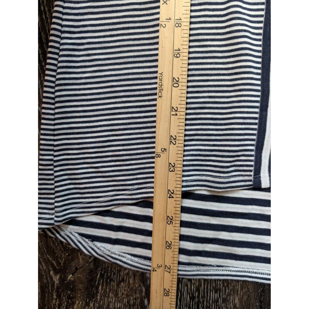 Chico's Weekends Shirt Womens Medium Navy White Striped Short Sleeve Scoop Neck - Picture 7 of 7